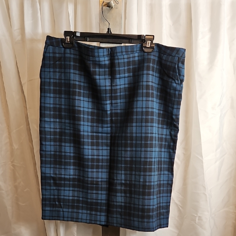Merona Navy and Black Checkered Pencil Skirt W Pockets Sz 16
